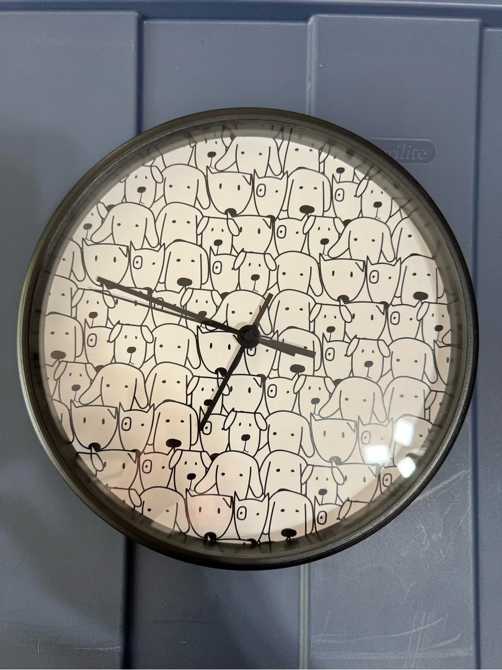 Black & White Dog Pattern Wall Clock